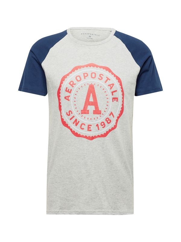 AÉROPOSTALE AÉROPOSTALE Тениска  нейви синьо / сив меланж / червено / бяло