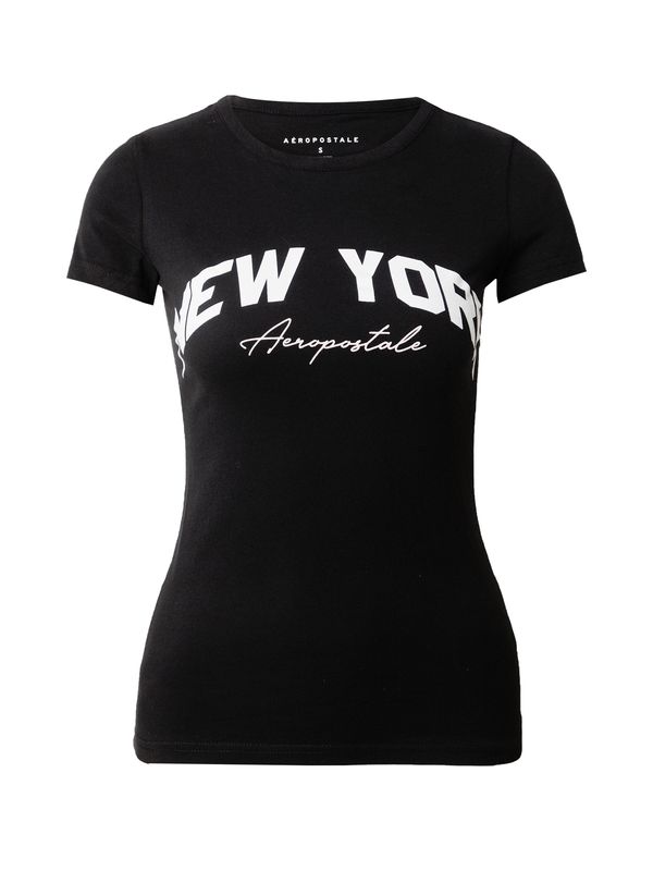 AÉROPOSTALE AÉROPOSTALE Тениска 'NEW YORK'  черно / бяло