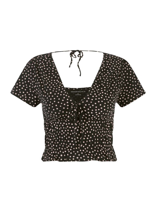 AÉROPOSTALE AÉROPOSTALE Тениска  пастелно розово / черно