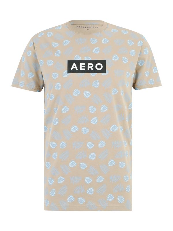 AÉROPOSTALE AÉROPOSTALE Тениска  пясъчен / светлосиньо / черно / бяло