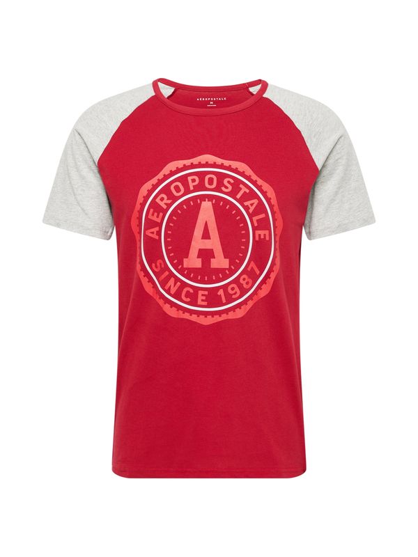 AÉROPOSTALE AÉROPOSTALE Тениска  сив меланж / червено / пастелно червено / бяло