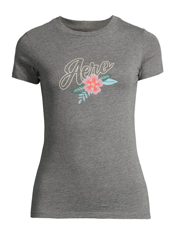 AÉROPOSTALE AÉROPOSTALE Тениска  сив меланж / зелено / оранжево / бледорозово