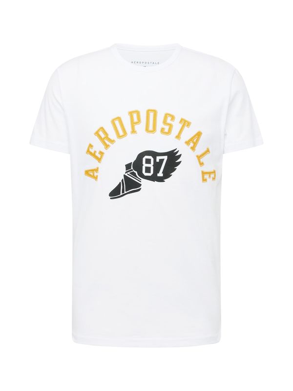 AÉROPOSTALE AÉROPOSTALE Тениска 'TRACK 87'  златистожълто / черно / бяло