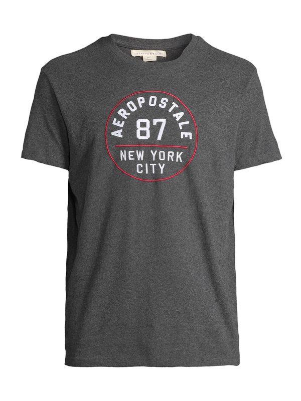 AÉROPOSTALE AÉROPOSTALE Тениска  тъмносиво / ярко червено / бяло