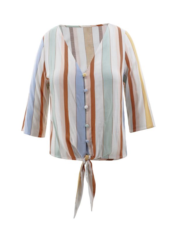 AIKI KEYLOOK AIKI KEYLOOK Блуза  опушено синьо / карамел / пастелно зелено / мръсно бяло