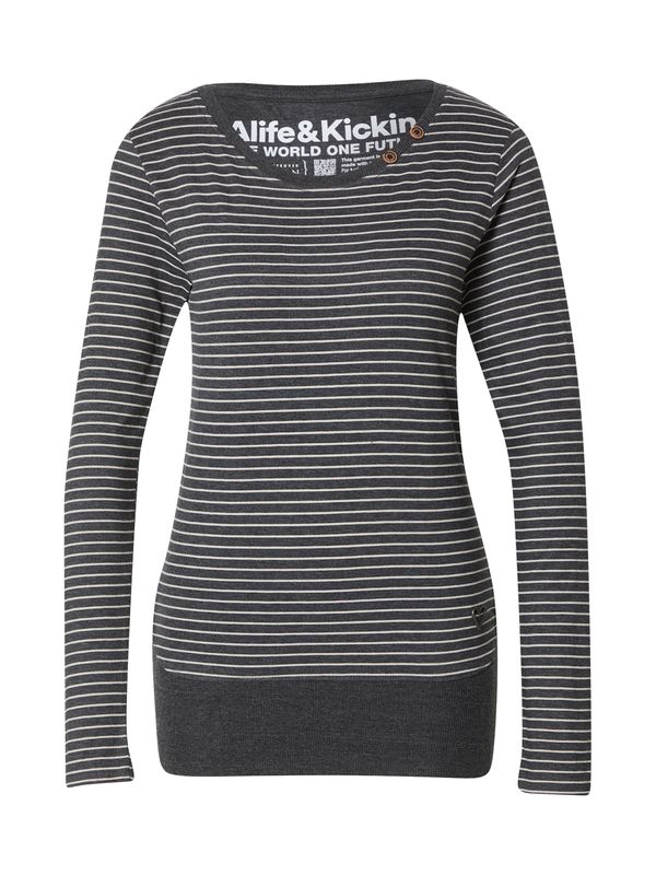 Alife and Kickin Alife and Kickin Тениска 'ConnyAK'  черен меланж / бяло