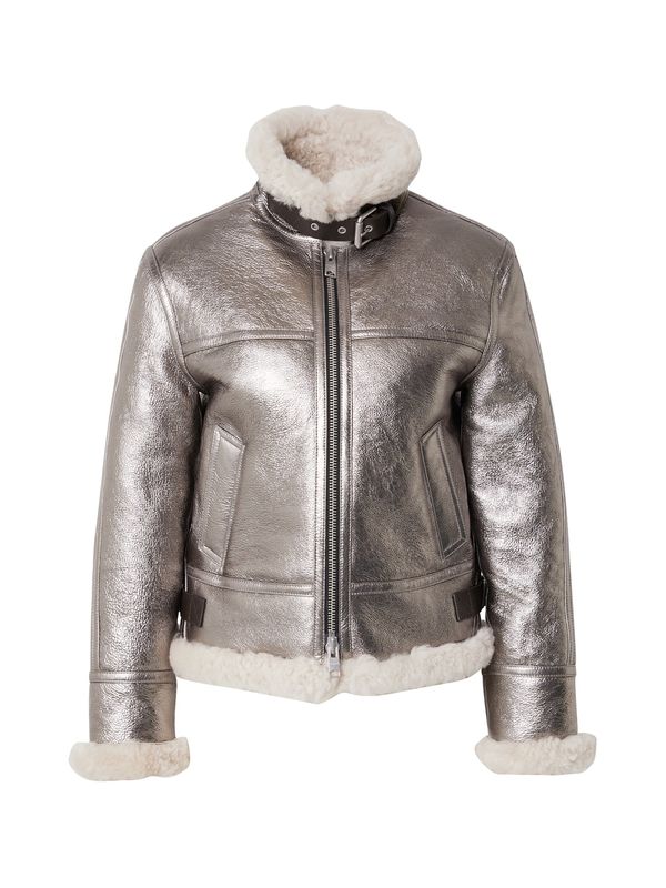 AllSaints AllSaints Преходно яке 'LOREL FLYING'  сребърно / бял памук