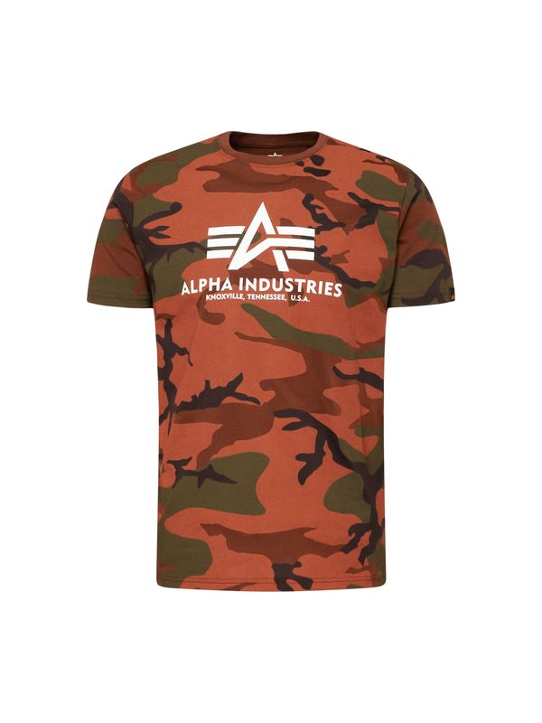 ALPHA INDUSTRIES ALPHA INDUSTRIES Тениска  ръждиво кафяво / антрацитно черно / каки / бяло