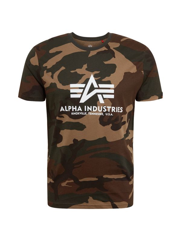 ALPHA INDUSTRIES ALPHA INDUSTRIES Тениска  тъмнобежово / кафяво / маслина / бяло