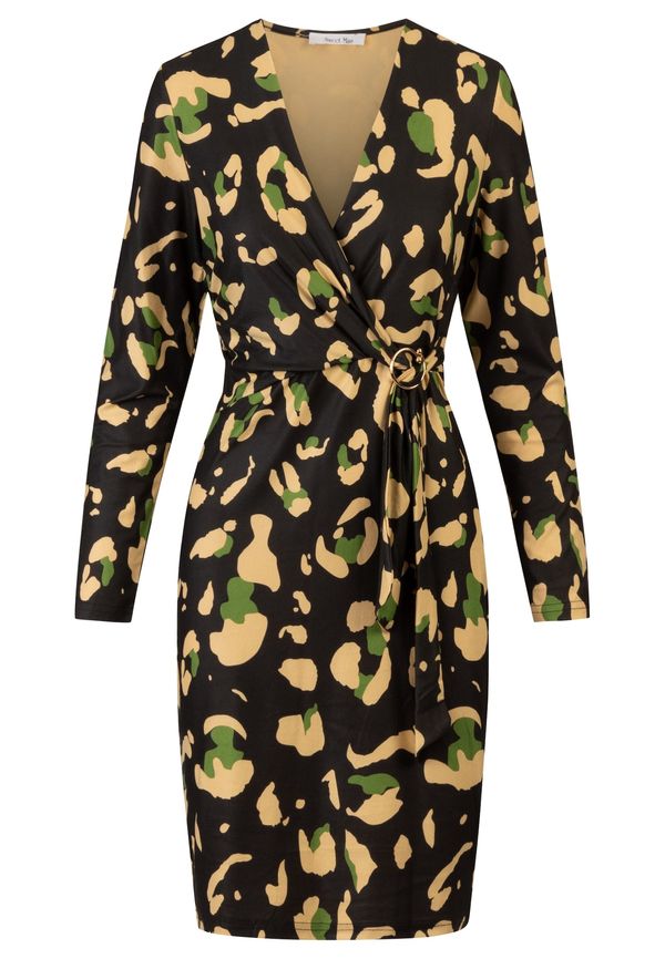 APART APART Рокля  цвят "пясък" / зелено / черно