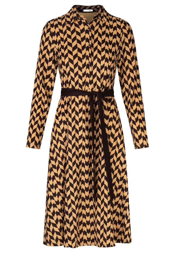 APART APART Рокля тип риза  камел / черно