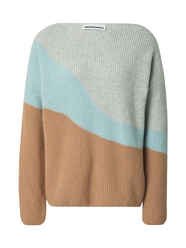 ARMEDANGELS ARMEDANGELS Пуловер 'MIYA'  аквамарин / кафяво / сиво