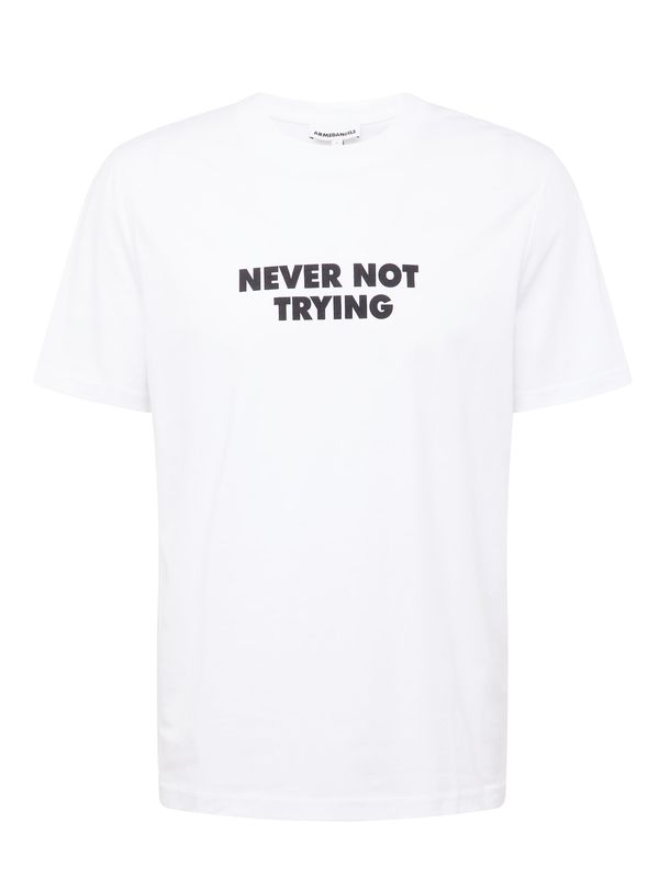 ARMEDANGELS ARMEDANGELS Тениска 'ENEAAS QUOTE'  черно / бяло