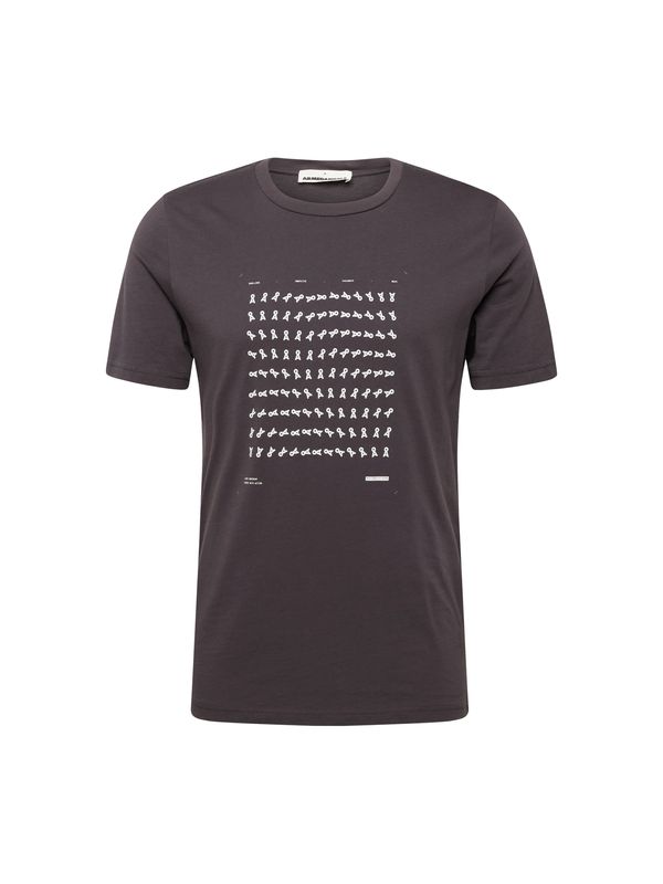 ARMEDANGELS ARMEDANGELS Тениска 'JAAMES MOVEMENT'  графитено сиво / бяло