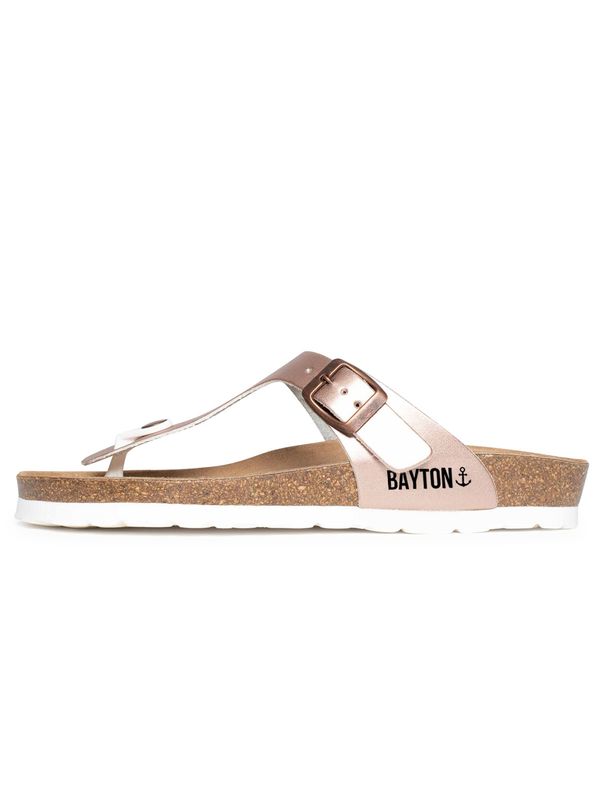 Bayton Bayton Сандали с разделител за пръстите 'Mercure'  розово злато / черно / бяло