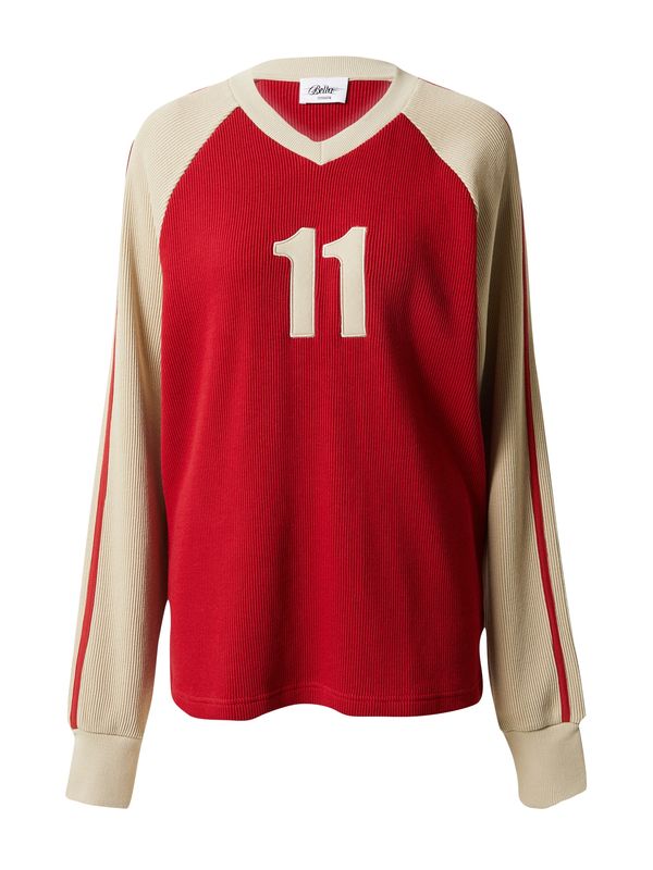 Bella x ABOUT YOU Bella x ABOUT YOU Пуловер 'Auguste'  бежово / червено / бяло