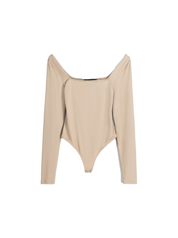 Bershka Bershka Блуза боди  сиво-бежово