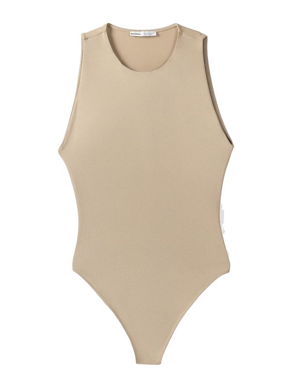 Bershka Bershka Блуза боди  сиво-бежово