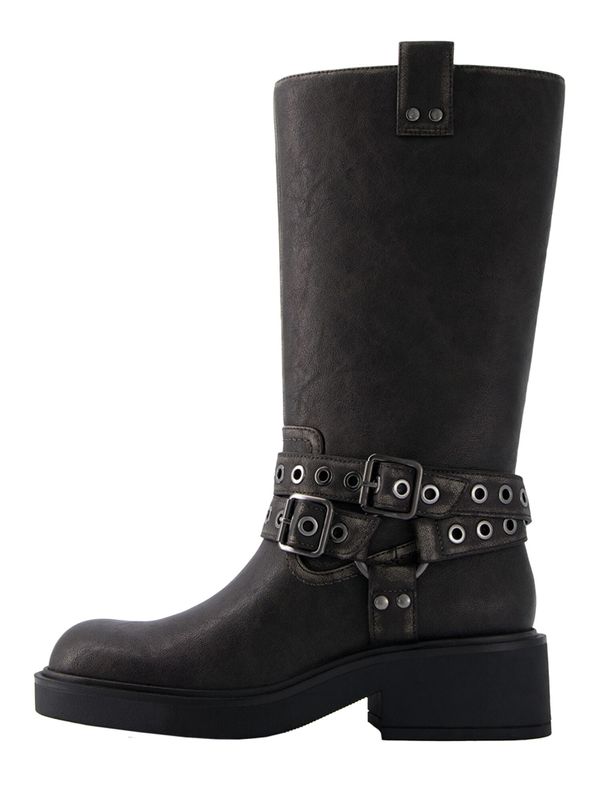 Bershka Bershka Ботуши  черно / сребърно