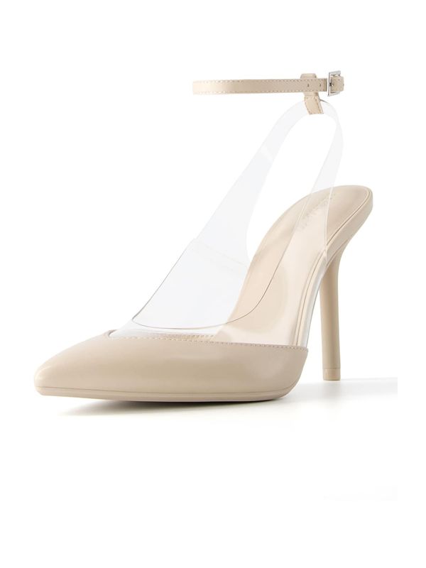 Bershka Bershka Дамски обувки на ток с отворена пета  прозрачно / бял памук