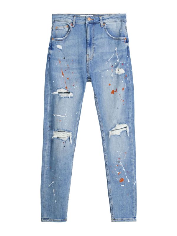 Bershka Bershka Дънки  нощно синьо / светлосиньо / тъмнооранжево / бяло