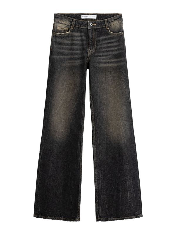 Bershka Bershka Дънки  таупе сиво / черен деним