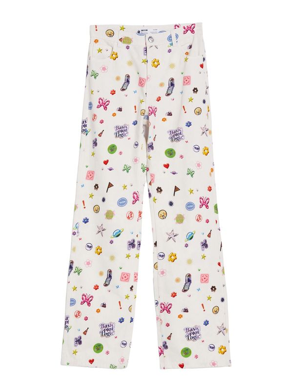 Bershka Bershka Дънки  зелено / светлолилаво / оранжево / бяло