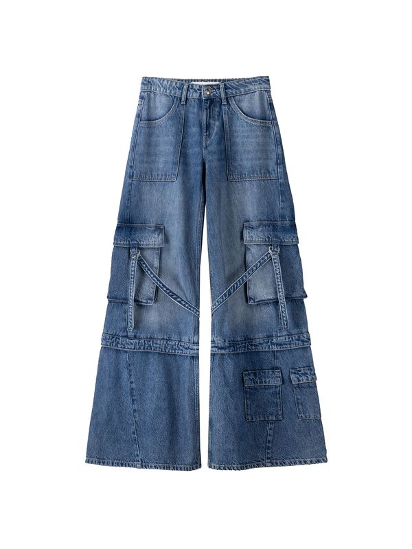 Bershka Bershka Карго дънки  син деним