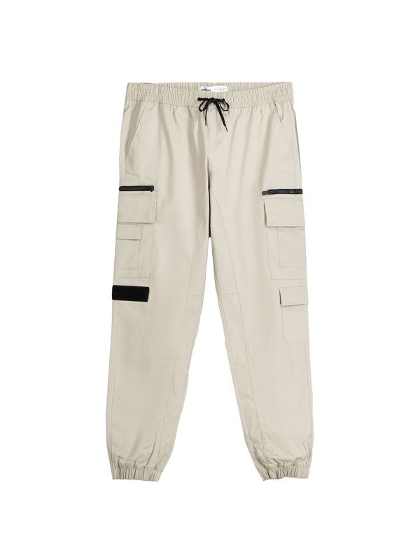 Bershka Bershka Карго панталон  цвят "пясък" / черно