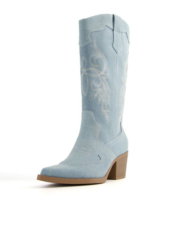 Bershka Bershka Каубойски ботуши  син деним / мръсно бяло