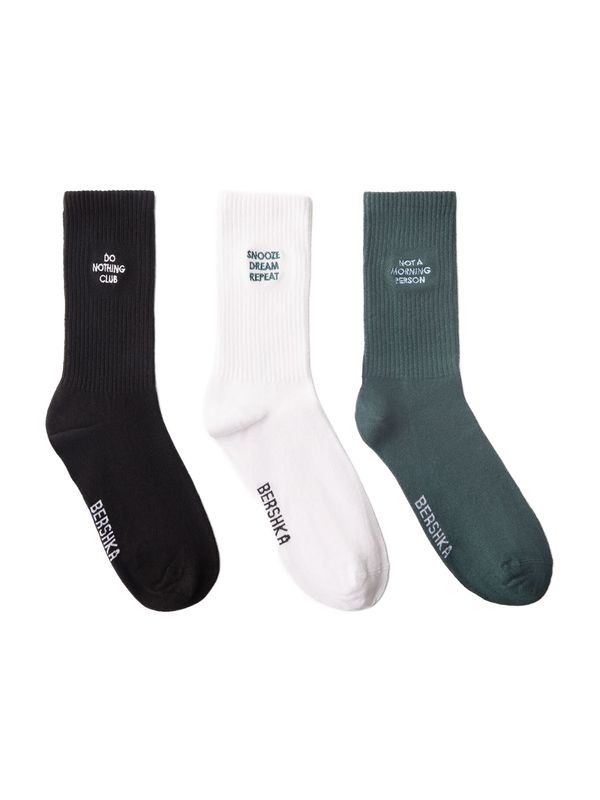Bershka Bershka Къси чорапи  зелено / черно / бяло