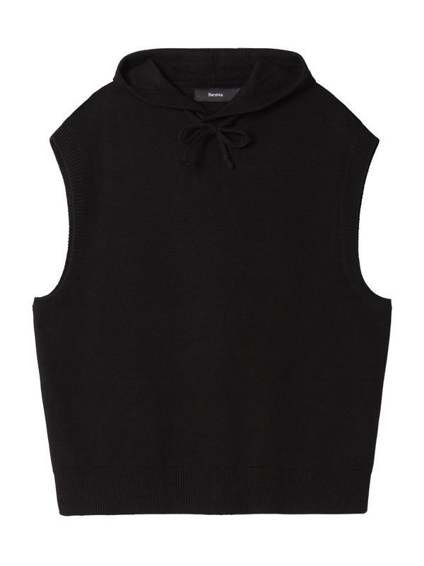 Bershka Bershka Мъжки плетен пуловер без ръкави  черно