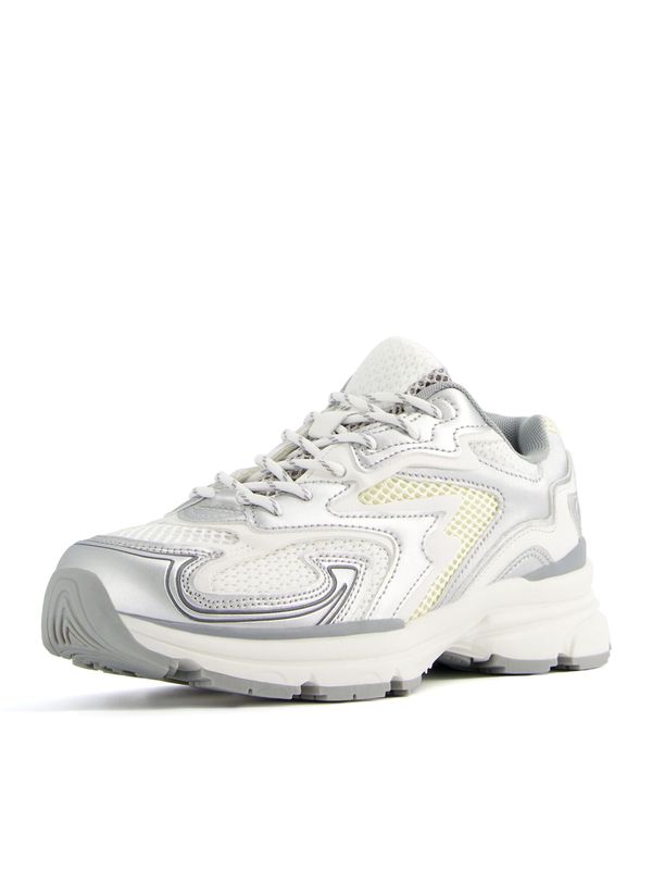 Bershka Bershka Ниски маратонки  пастелно жълто / тъмносиво / сребърно / бяло