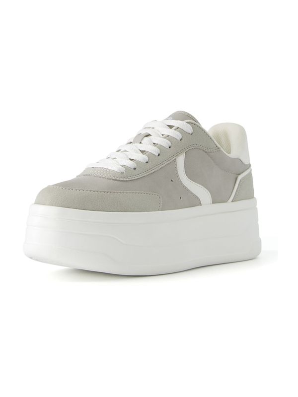 Bershka Bershka Ниски маратонки  сиво / мръсно бяло