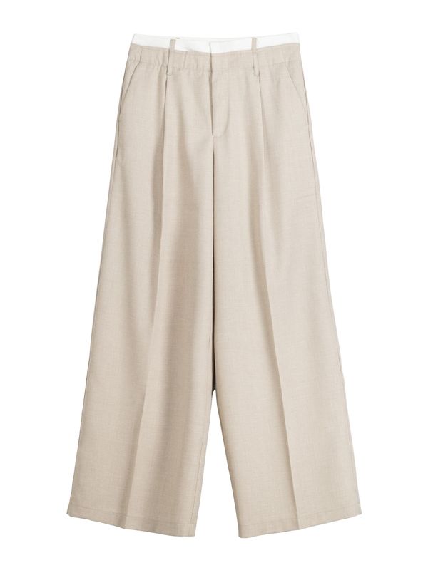 Bershka Bershka Панталон с набор  бежово меланж / бяло