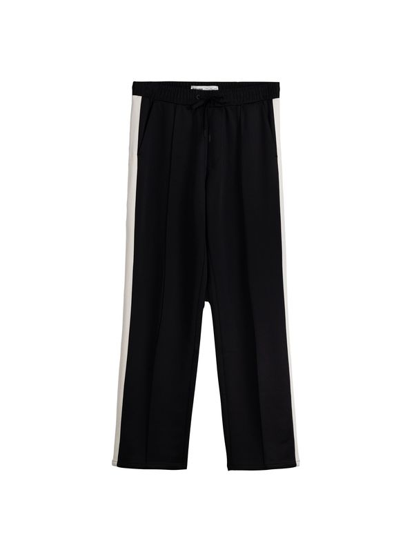 Bershka Bershka Панталон с ръб  черно / бяло