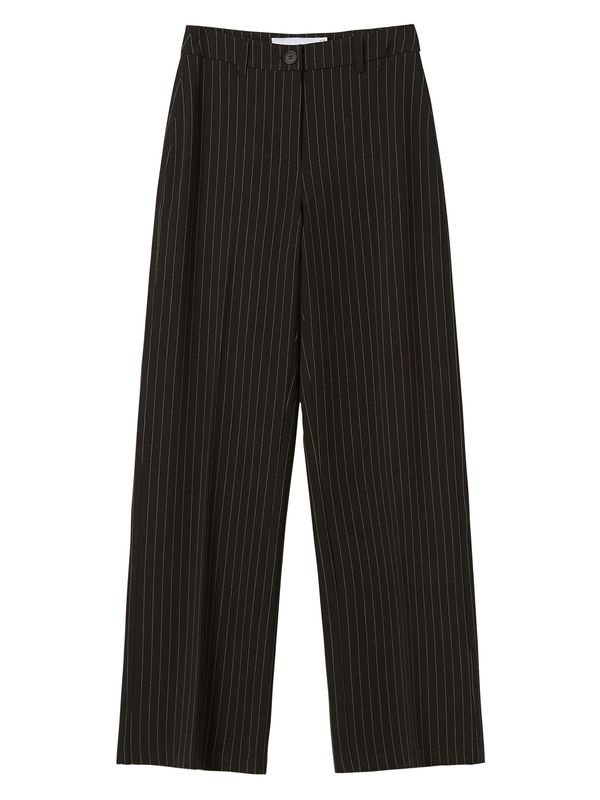 Bershka Bershka Панталон с ръб  черно / бяло