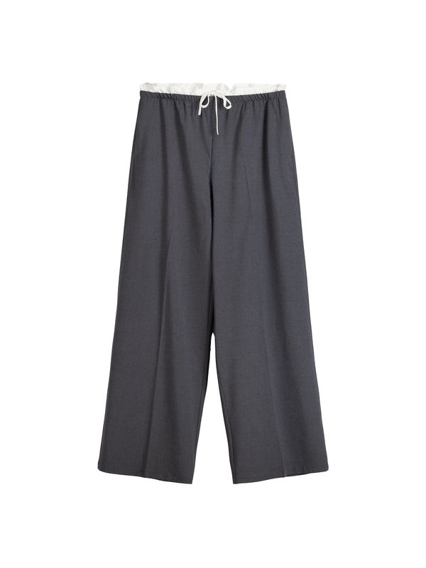 Bershka Bershka Панталон  тъмносиво / бяло