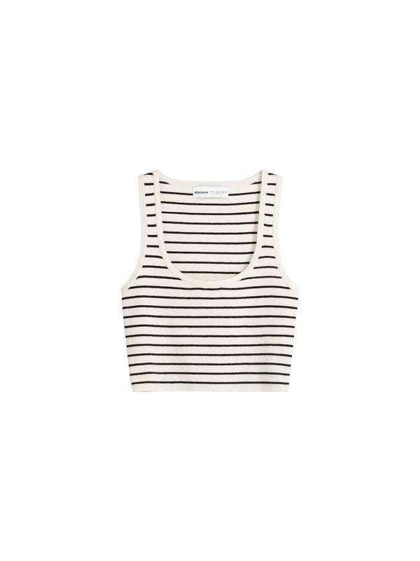 Bershka Bershka Плетен топ  черно / мръсно бяло