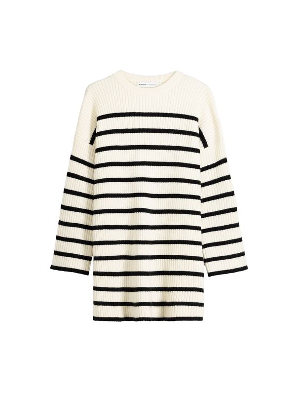 Bershka Bershka Плетена рокля  екрю / черно