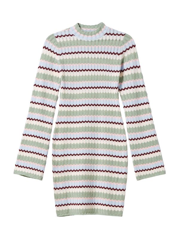 Bershka Bershka Плетена рокля  пастелно зелено / пъстро