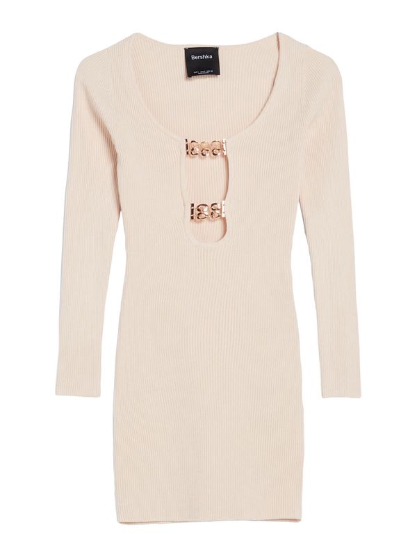 Bershka Bershka Плетена рокля  светлобежово / злато