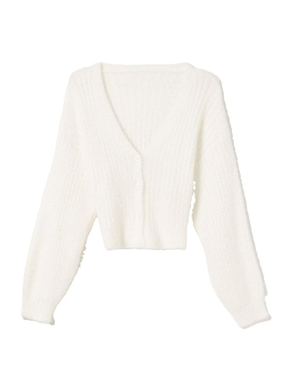 Bershka Bershka Плетена жилетка  бял памук