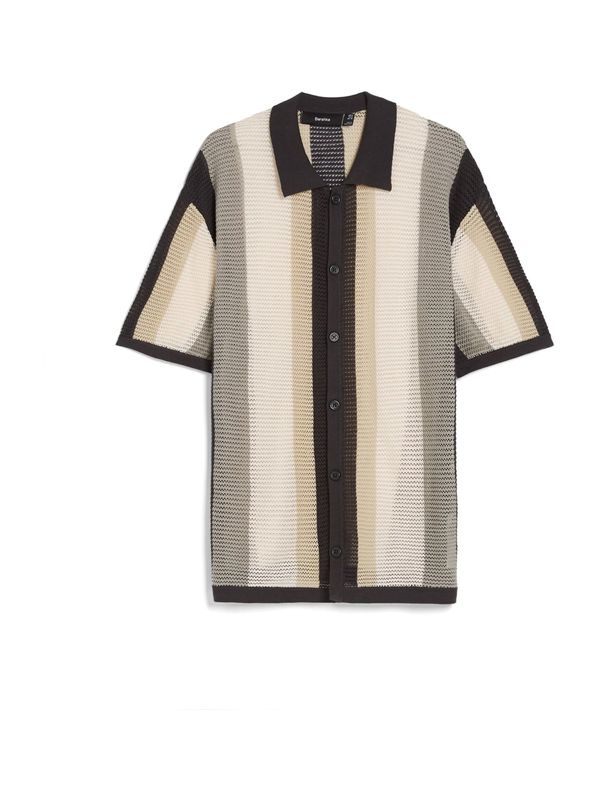 Bershka Bershka Плетена жилетка  кафяво / светлокафяво / сиво / бяло