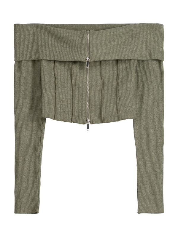 Bershka Bershka Плетена жилетка  каки