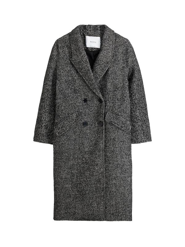 Bershka Bershka Преходно палто  антрацитно черно / естествено бяло