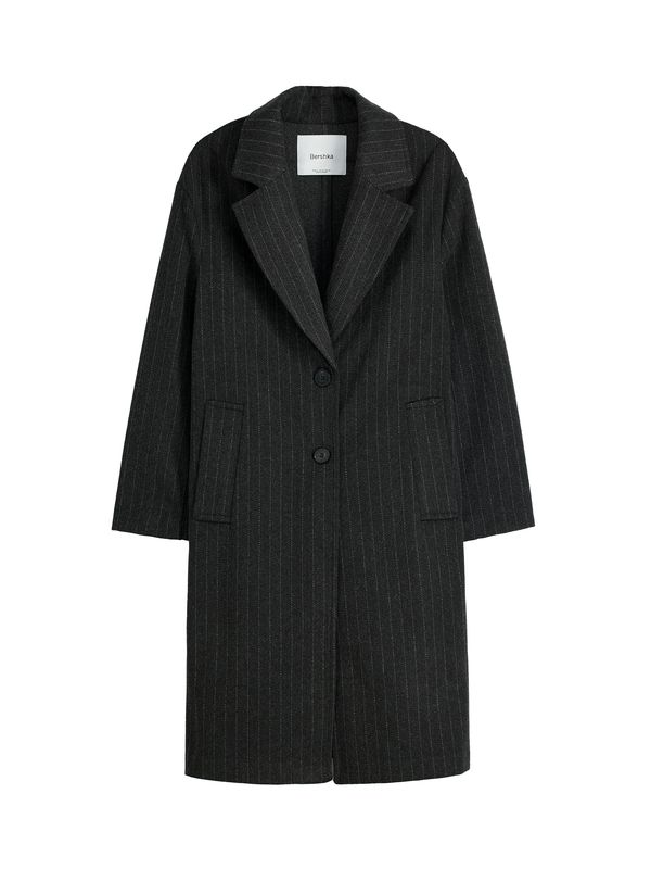 Bershka Bershka Преходно палто  сиво / антрацитно черно