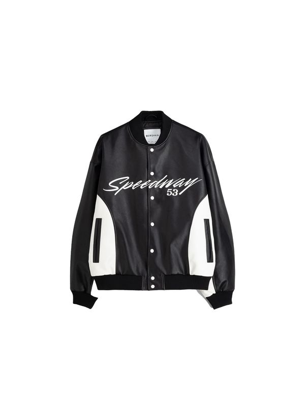 Bershka Bershka Преходно яке  черно / бяло