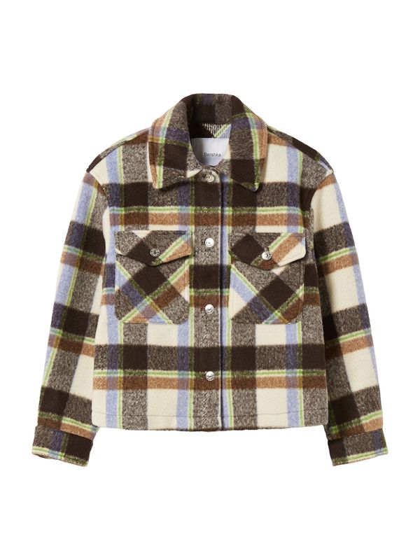 Bershka Bershka Преходно яке  екрю / светлосиньо / кафяво / мока