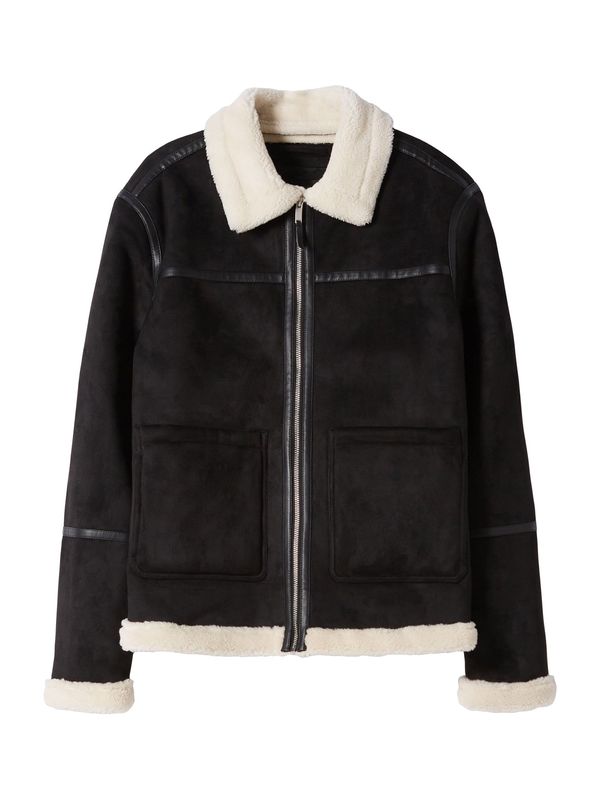 Bershka Bershka Преходно яке  кремаво / черно